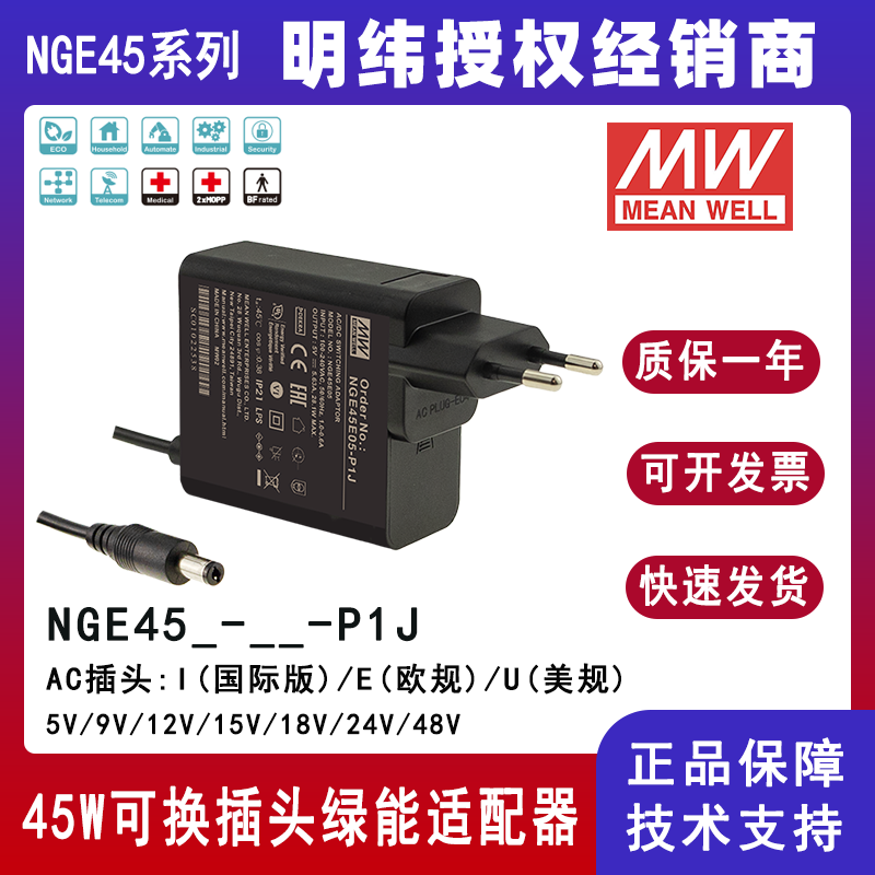 明纬45W绿能适配器NGE45I05-P1J